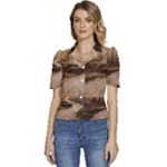 Path Trees Forest Fantasy Puffed Short Sleeve Button Up Jacket