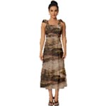 Path Trees Forest Fantasy Tie-Strap Tiered Midi Chiffon Dress