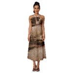 Path Trees Forest Fantasy Sleeveless Cross Front Cocktail Midi Chiffon Dress
