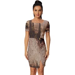 Fitted Knot Split End Bodycon Dress 