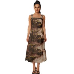 Square Neckline Tiered Midi Dress 