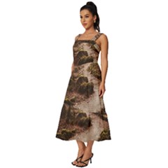 Square Neckline Tiered Midi Dress 