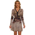 Path Trees Forest Fantasy Long Sleeve Deep V Mini Dress 