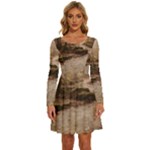 Path Trees Forest Fantasy Long Sleeve Wide Neck Velvet Dress