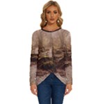Path Trees Forest Fantasy Long Sleeve Crew Neck Pullover Top