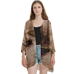 Open Front 3/4 Sleeve Batwing Chiffon Cardigan Kimono 