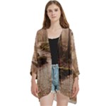 Path Trees Forest Fantasy Open Front 3/4 Sleeve Batwing Chiffon Cardigan Kimono