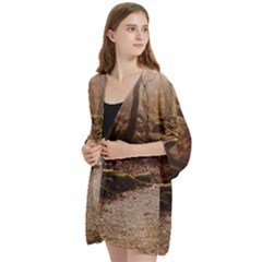 Open Front 3/4 Sleeve Batwing Chiffon Cardigan Kimono 