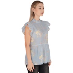 Ruffle Collar Short Sleeve Chiffon Top 