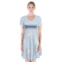 Short Sleeve V-neck Flare Dress 