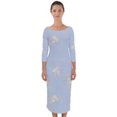 Quarter Sleeve Midi Bodycon Dress 