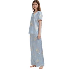 Short Sleeve Satin Pajamas Set With Pockets 