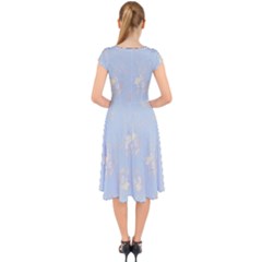 Cap Sleeve Front Wrap Midi Dress 