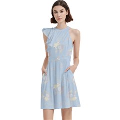 Cocktail Party Halter Sleeveless Dress With Pockets 