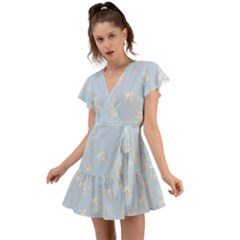 Flutter Sleeve Wrap Dress 