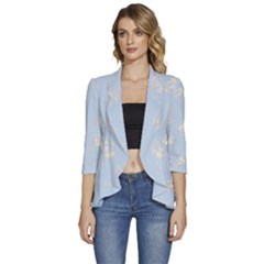 Women s 3/4 Sleeve Ruffle Edge Open Front Jacket 