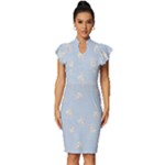 Bluey, Bluey merch, Bluey pattern, Bluey Bluey, bingo, Bluey design, bluey dog Vintage Frill Sleeve V-Neck Bodycon Dress Bluey, Bluey merch, Bluey pattern, Bluey Bluey, bingo, Bluey design, bluey dog Vintage Frill Sleeve V-Neck Bodycon Dress