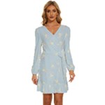 Bluey, Bluey merch, Bluey pattern, Bluey Bluey, bingo, Bluey design, bluey dog Long Sleeve Waist Tie Ruffle Velvet Dress Bluey, Bluey merch, Bluey pattern, Bluey Bluey, bingo, Bluey design, bluey dog Long Sleeve Waist Tie Ruffle Velvet Dress