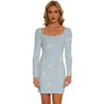 Bluey, Bluey merch, Bluey pattern, Bluey Bluey, bingo, Bluey design, bluey dog Long Sleeve Square Neck Bodycon Velvet Dress Bluey, Bluey merch, Bluey pattern, Bluey Bluey, bingo, Bluey design, bluey dog Long Sleeve Square Neck Bodycon Velvet Dress