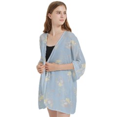 Open Front 3/4 Sleeve Batwing Chiffon Cardigan Kimono 