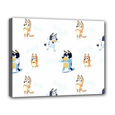 Bluey, Bluey merch, Bluey pattern, Bluey Bluey, bingo, Bluey design, bluey dog Canvas 14  x 11  (Stretched) from ArtsNow.com
