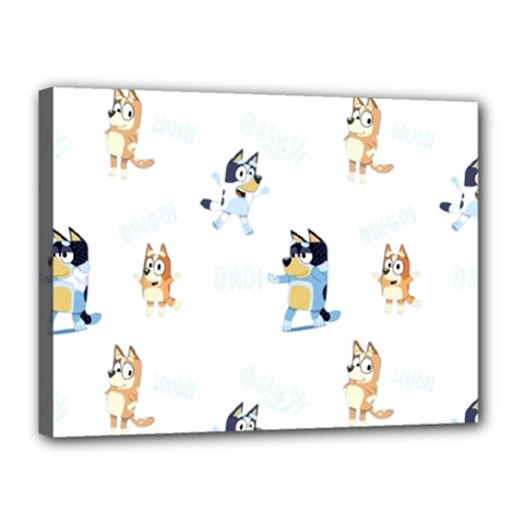 Bluey, Bluey merch, Bluey pattern, Bluey Bluey, bingo, Bluey design, bluey dog Canvas 16  x 12  (Stretched) from ArtsNow.com