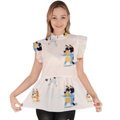 Ruffle Collar Short Sleeve Chiffon Top 