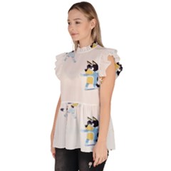 Ruffle Collar Short Sleeve Chiffon Top 