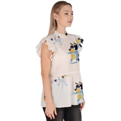 Ruffle Collar Short Sleeve Chiffon Top 