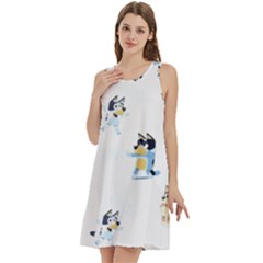 Round Neck Sleeve Casual Dress With Pockets 