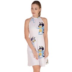 Sleeveless Halter Neck A-Line Dress 