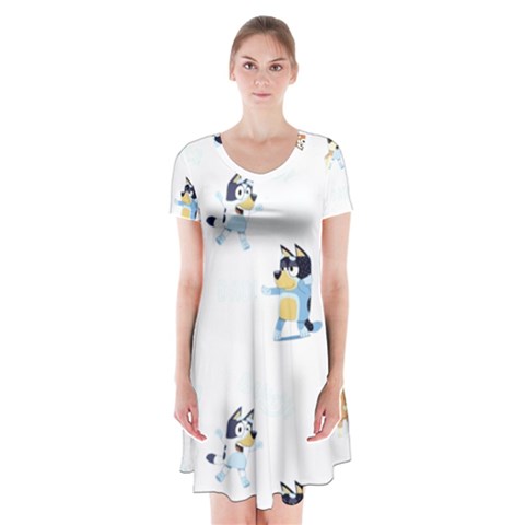Bluey, Bluey merch, Bluey pattern, Bluey Bluey, bingo, Bluey design, bluey dog Short Sleeve V