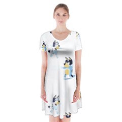 Bluey, Bluey merch, Bluey pattern, Bluey Bluey, bingo, Bluey design, bluey dog Short Sleeve V