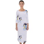 Bluey, Bluey merch, Bluey pattern, Bluey Bluey, bingo, Bluey design, bluey dog Quarter Sleeve Midi Bodycon Dress Bluey, Bluey merch, Bluey pattern, Bluey Bluey, bingo, Bluey design, bluey dog Quarter Sleeve Midi Bodycon Dress