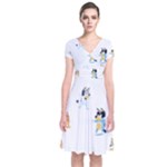 Bluey, Bluey merch, Bluey pattern, Bluey Bluey, bingo, Bluey design, bluey dog Short Sleeve Front Wrap Dress Bluey, Bluey merch, Bluey pattern, Bluey Bluey, bingo, Bluey design, bluey dog Short Sleeve Front Wrap Dress