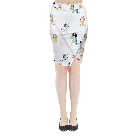 Bluey, Bluey merch, Bluey pattern, Bluey Bluey, bingo, Bluey design, bluey dog Midi Wrap Pencil Skirt from ArtsNow.com