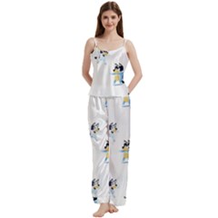 Bluey, Bluey merch, Bluey pattern, Bluey Bluey, bingo, Bluey design, bluey dog Spaghetti Top Long Pants Satin Pajamas Set from ArtsNow.com