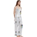 Spaghetti Top Long Pants Satin Pajamas Set 