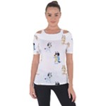 Bluey, Bluey merch, Bluey pattern, Bluey Bluey, bingo, Bluey design, bluey dog Shoulder Cut Out Short Sleeve Top Bluey, Bluey merch, Bluey pattern, Bluey Bluey, bingo, Bluey design, bluey dog Shoulder Cut Out Short Sleeve Top