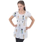 Bluey, Bluey merch, Bluey pattern, Bluey Bluey, bingo, Bluey design, bluey dog Puff Sleeve Tunic Top Bluey, Bluey merch, Bluey pattern, Bluey Bluey, bingo, Bluey design, bluey dog Puff Sleeve Tunic Top