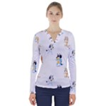 Bluey, Bluey merch, Bluey pattern, Bluey Bluey, bingo, Bluey design, bluey dog V-Neck Long Sleeve Top Bluey, Bluey merch, Bluey pattern, Bluey Bluey, bingo, Bluey design, bluey dog V-Neck Long Sleeve Top