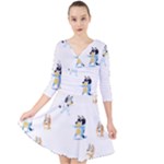 Bluey, Bluey merch, Bluey pattern, Bluey Bluey, bingo, Bluey design, bluey dog Quarter Sleeve Front Wrap Dress Bluey, Bluey merch, Bluey pattern, Bluey Bluey, bingo, Bluey design, bluey dog Quarter Sleeve Front Wrap Dress