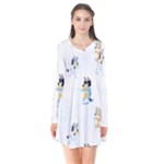 Bluey, Bluey merch, Bluey pattern, Bluey Bluey, bingo, Bluey design, bluey dog Long Sleeve V-neck Flare Dress Bluey, Bluey merch, Bluey pattern, Bluey Bluey, bingo, Bluey design, bluey dog Long Sleeve V-neck Flare Dress