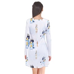 Long Sleeve V-neck Flare Dress 