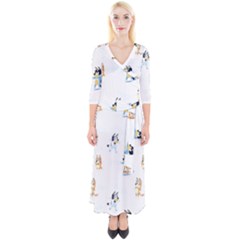 Quarter Sleeve Wrap Maxi Dress 