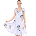 Bluey, Bluey merch, Bluey pattern, Bluey Bluey, bingo, Bluey design, bluey dog Cap Sleeve Front Wrap Midi Dress Bluey, Bluey merch, Bluey pattern, Bluey Bluey, bingo, Bluey design, bluey dog Cap Sleeve Front Wrap Midi Dress
