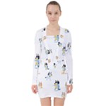 Bluey, Bluey merch, Bluey pattern, Bluey Bluey, bingo, Bluey design, bluey dog V-neck Bodycon Long Sleeve Dress Bluey, Bluey merch, Bluey pattern, Bluey Bluey, bingo, Bluey design, bluey dog V-neck Bodycon Long Sleeve Dress