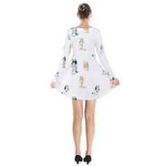 Long Sleeve Velvet V-neck Dress 