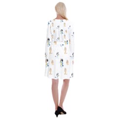 Long Sleeve Velvet Front Wrap Dress 