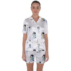 Satin Short Sleeve Pajamas Set 